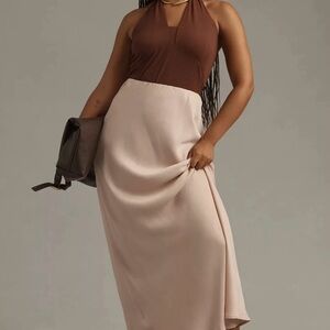Anthropologie The Tilda Maxi Slip Skirt Plus Size 1X NWT Medium Pink Blush Chai